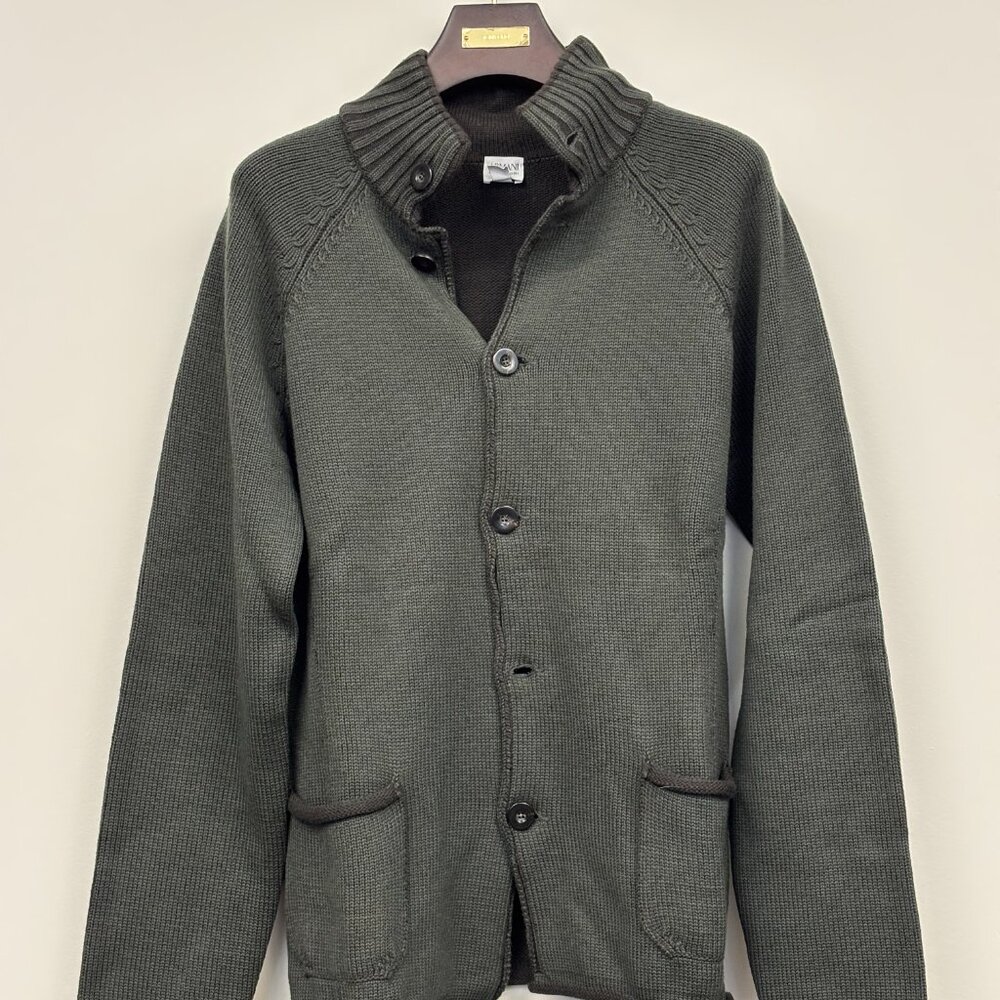 Armani Collezioni - Dark Green Cardigan | Size L | Pure Virgin Wool